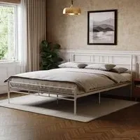 Dorset Double Bed Frame - White, Metal