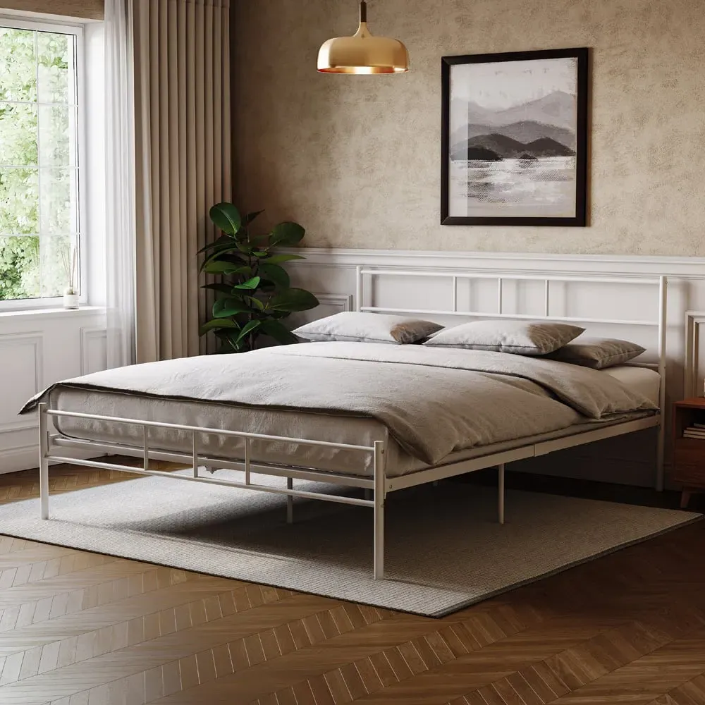 Dorset Double Bed Frame - White, Metal