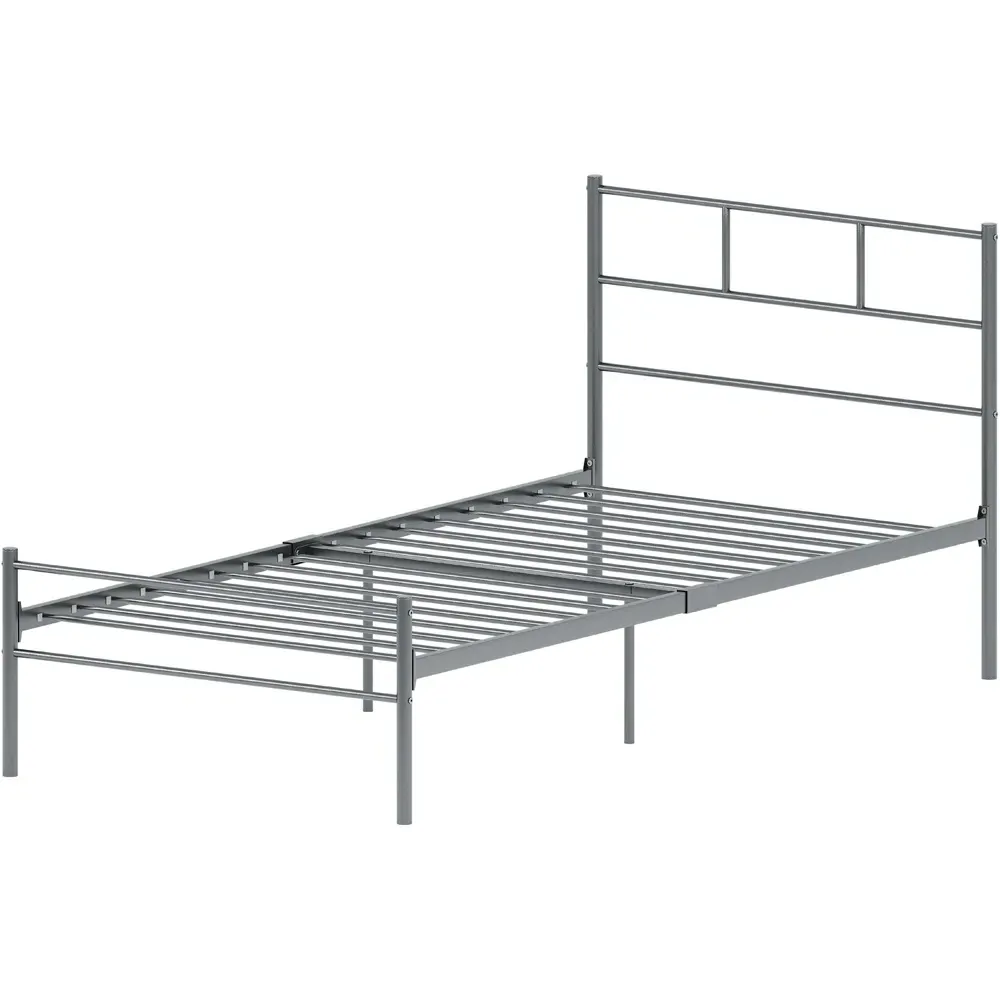 Dorset Single Bed Frame - Silver, Metal