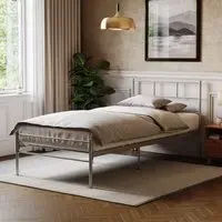 Dorset Single Bed Frame - Silver, Metal