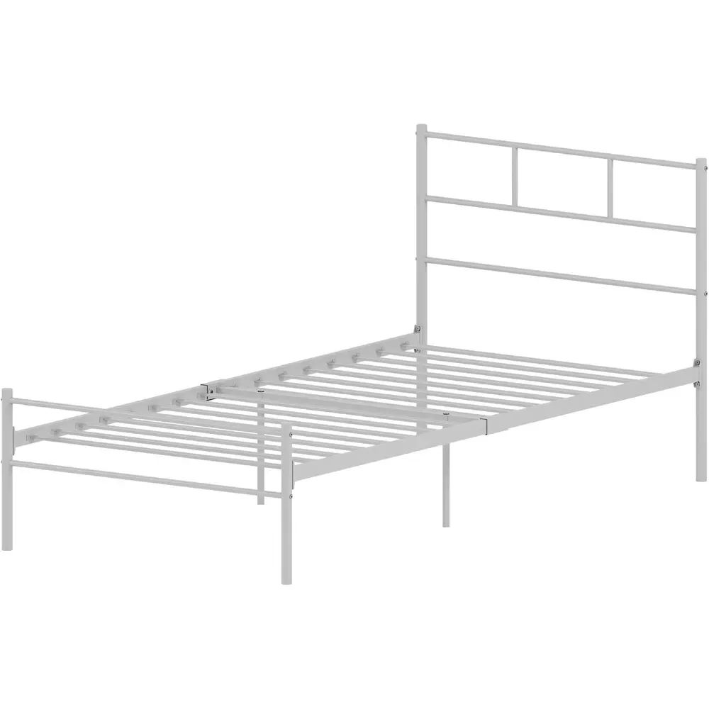 Dorset Single Bed Frame - White, Metal