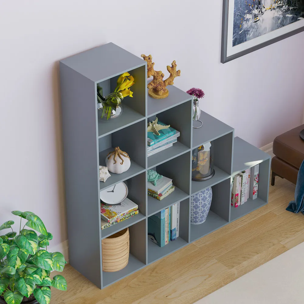 Durham 10-Cube Staircase Storage Unit - Grey, MDF