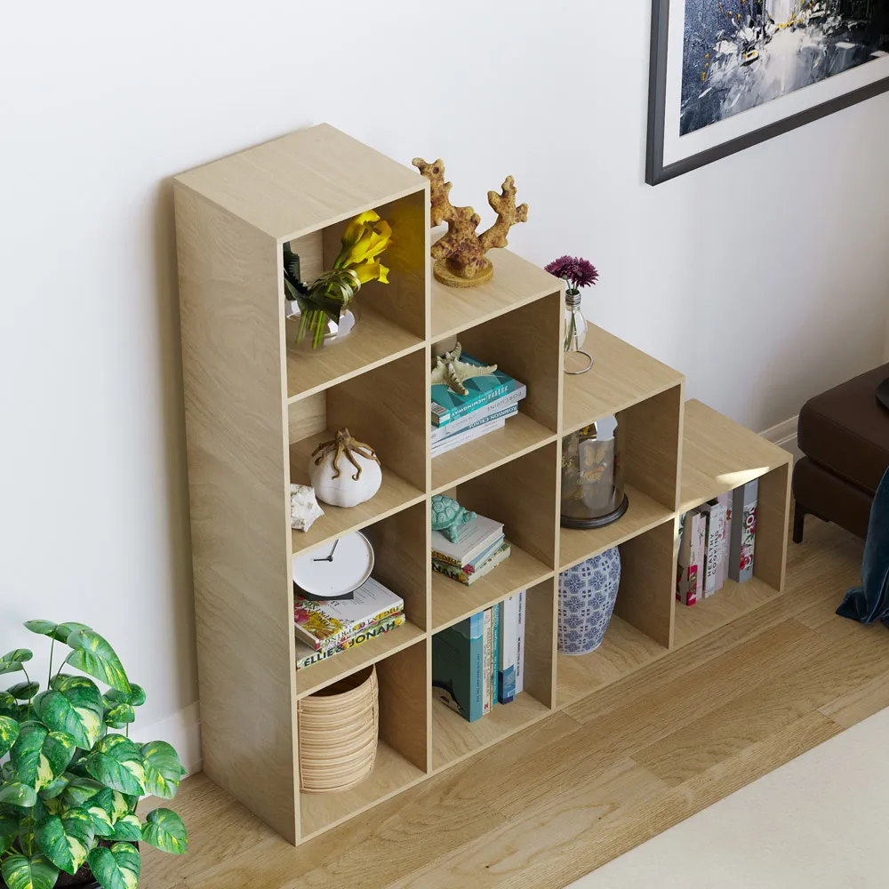 Durham 10 Cube Staircase Storage Unit - Oak