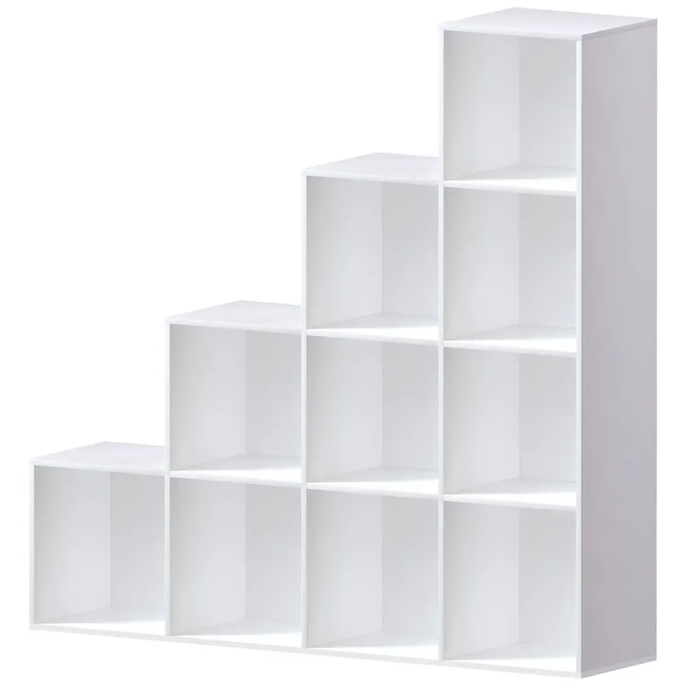 Durham 10-Cube Staircase Storage Unit - White, MDF