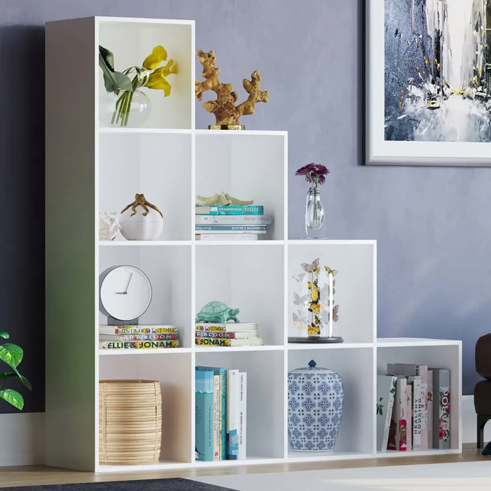 Durham 10-Cube Staircase Storage Unit - White, MDF
