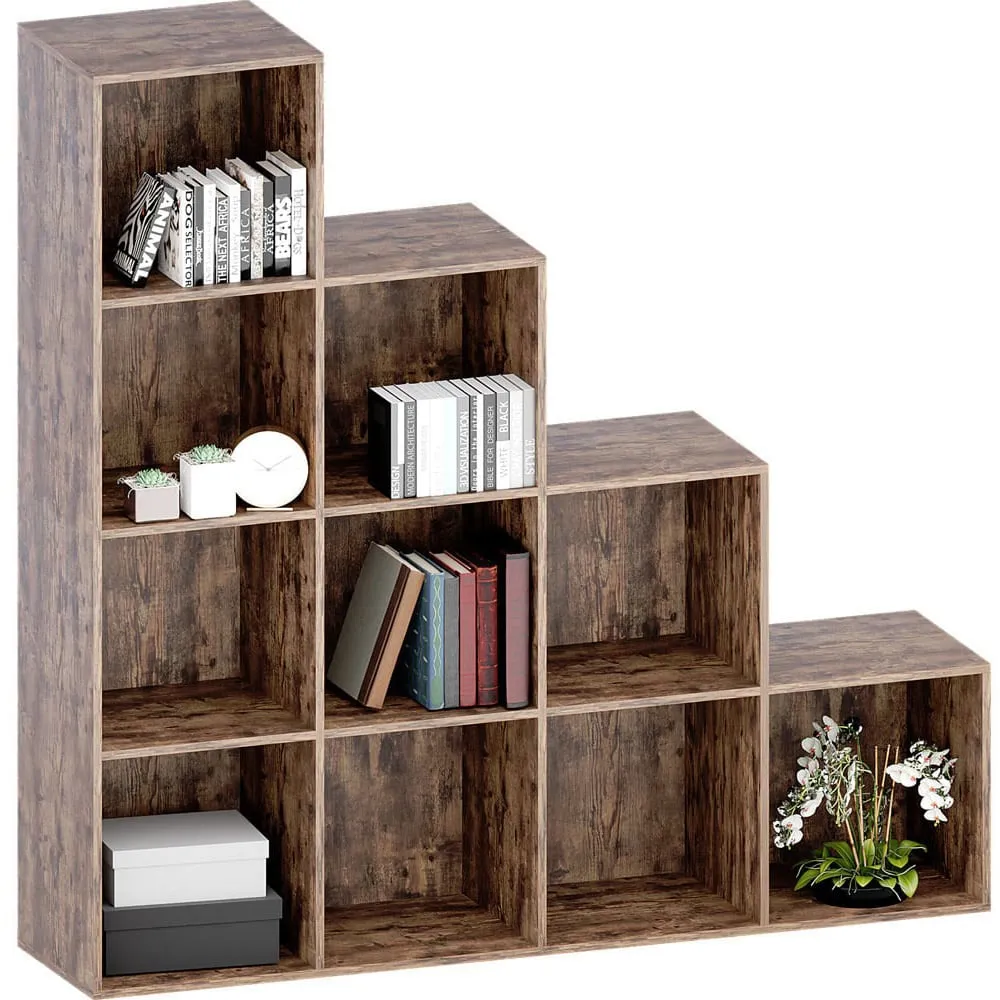 Durham 10 Shelf Cube Storage Unit - Dark Wood