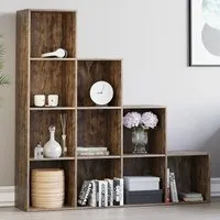 Durham 10 Shelf Cube Storage Unit - Dark Wood