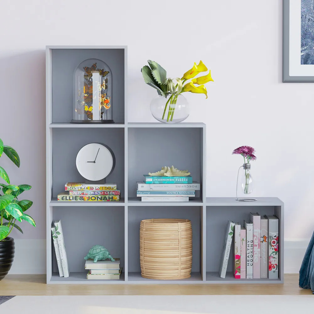 Durham 6-Cube Staircase Storage Unit - Grey, MDF