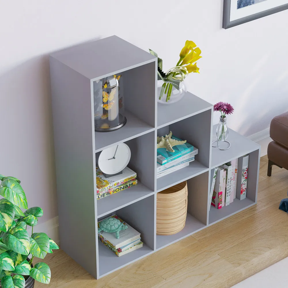 Durham 6-Cube Staircase Storage Unit - Grey, MDF