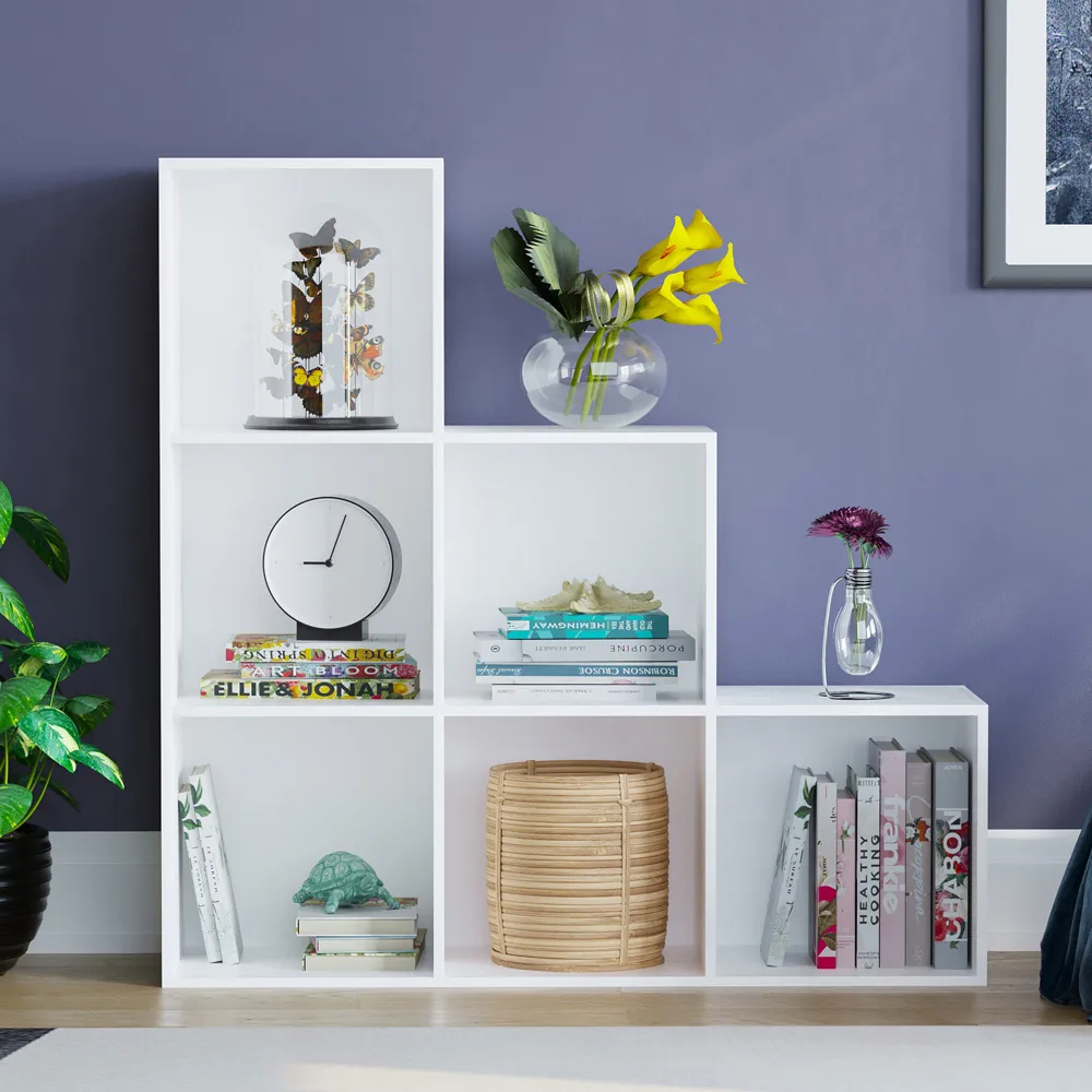 Durham 6-Cube Staircase Storage Unit - White, MDF