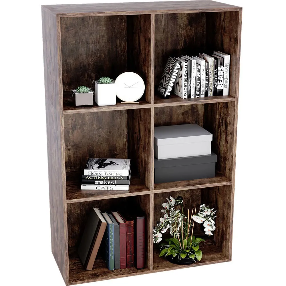 Durham 6 Shelf Cube Storage Unit - Dark Wood