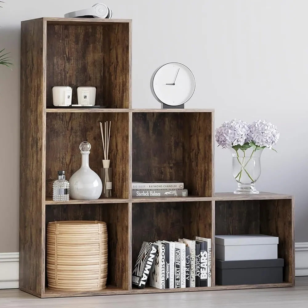 Durham 6 Shelf Cube Storage Unit - Dark Wood