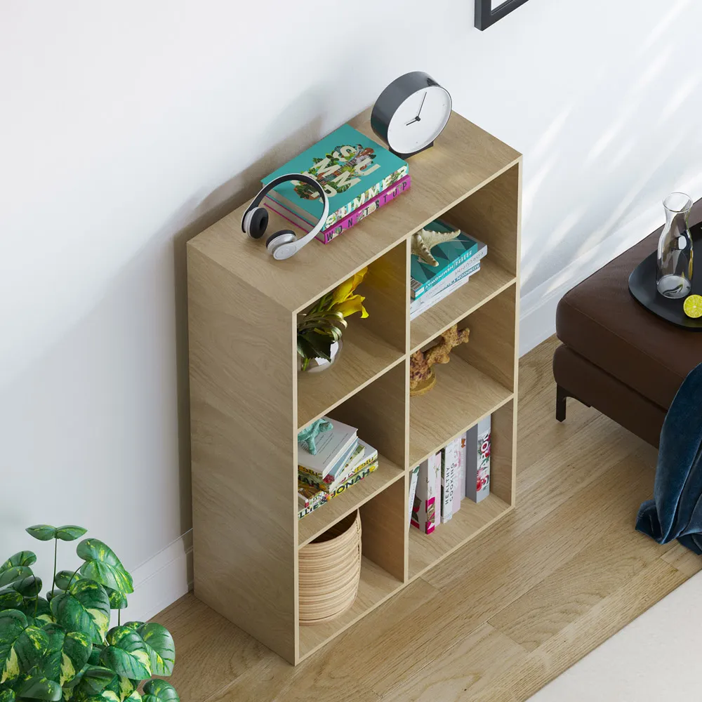 Durham 6 Shelf Cube Storage Unit - Oak