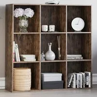 Durham 9 Shelf Cube Storage Unit - Dark Wood