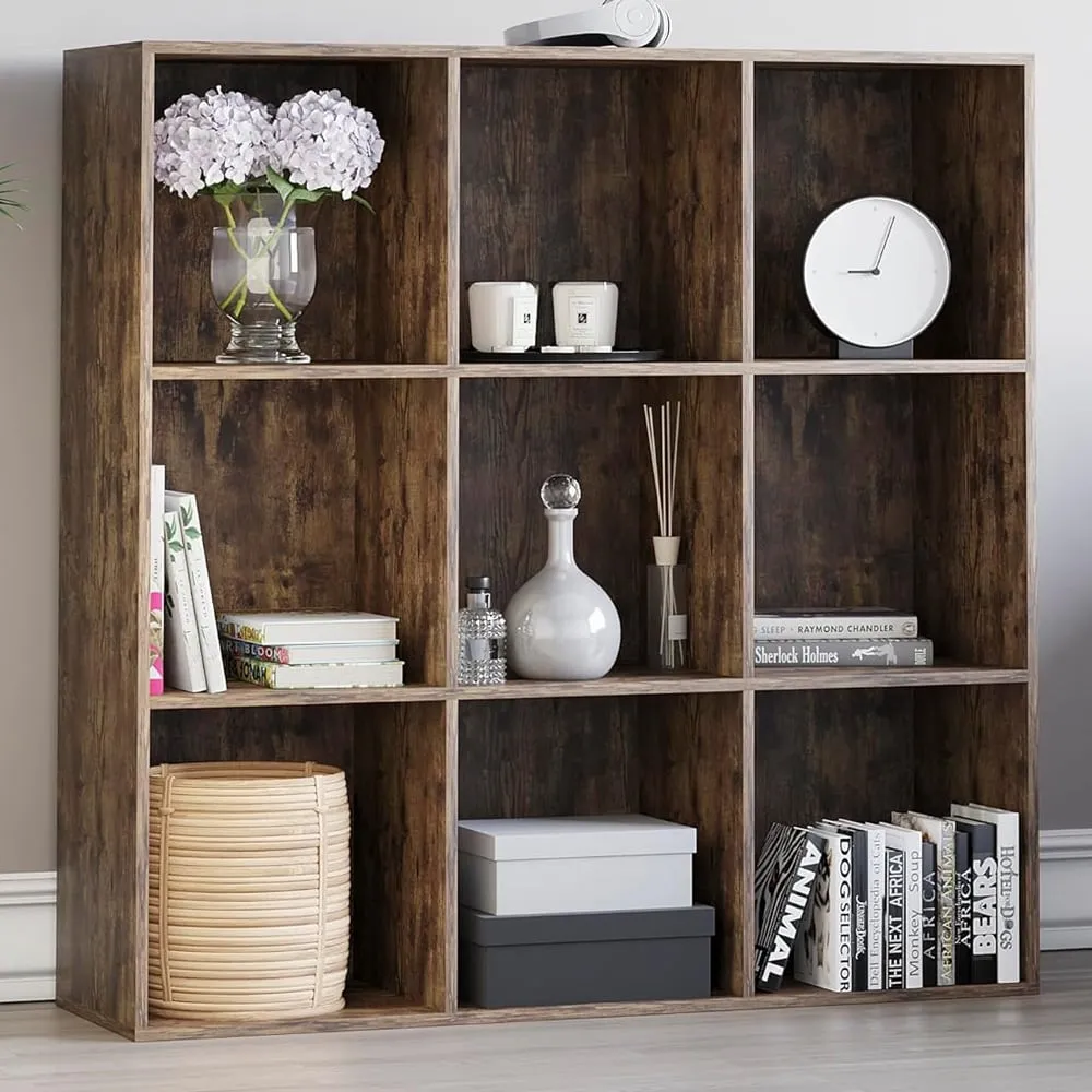 Durham 9 Shelf Cube Storage Unit - Dark Wood