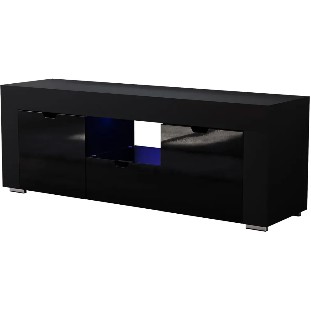 Eclipse 2 Door TV Unit with LED Lighting - Black