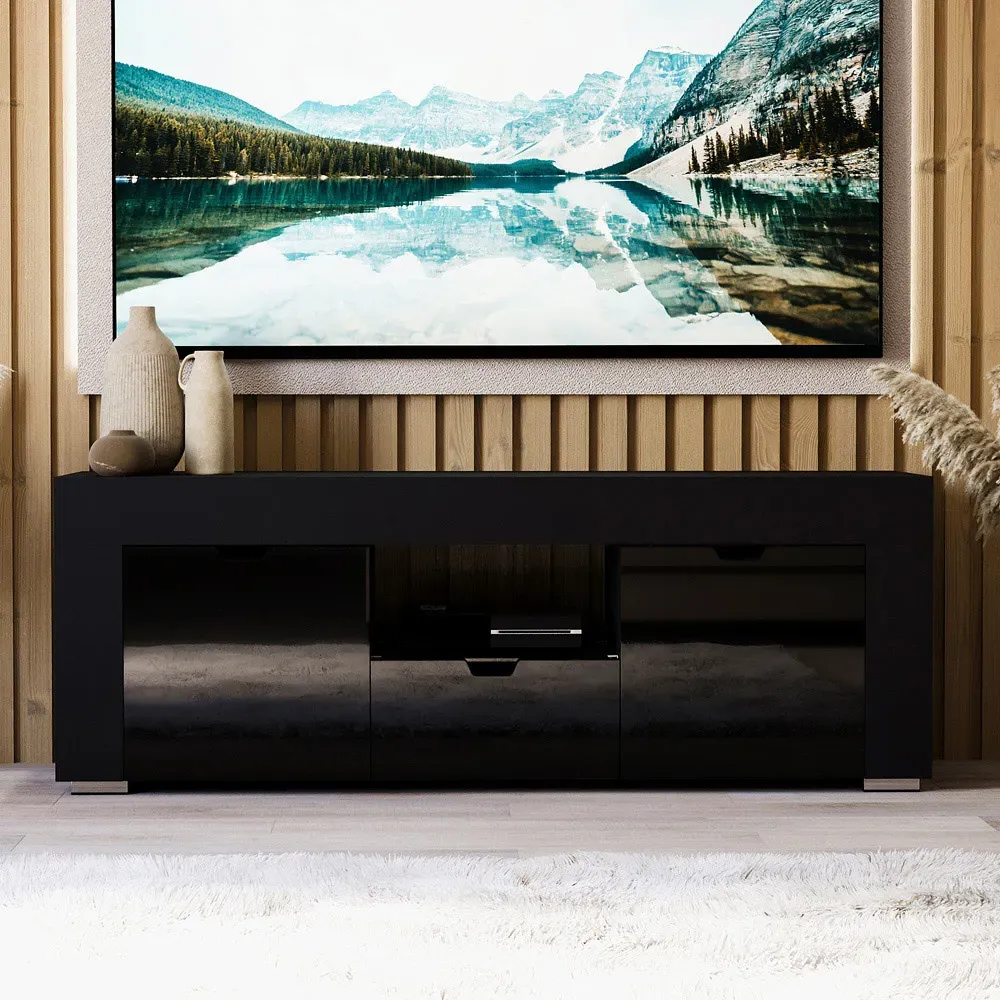 Eclipse 2 Door TV Unit with LED Lighting - Black