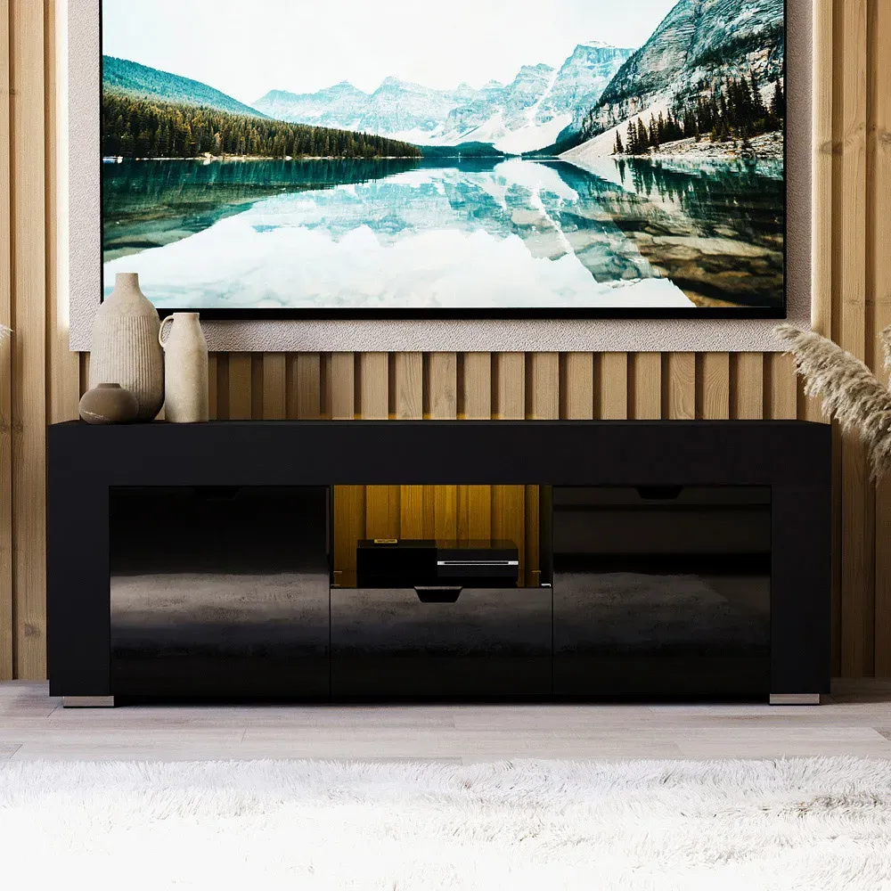 Eclipse 2 Door TV Unit with LED Lighting - Black