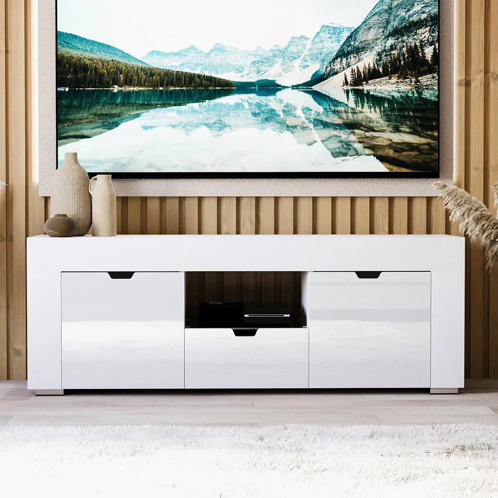 Eclipse 2 Door TV Unit with LED Lighting - White