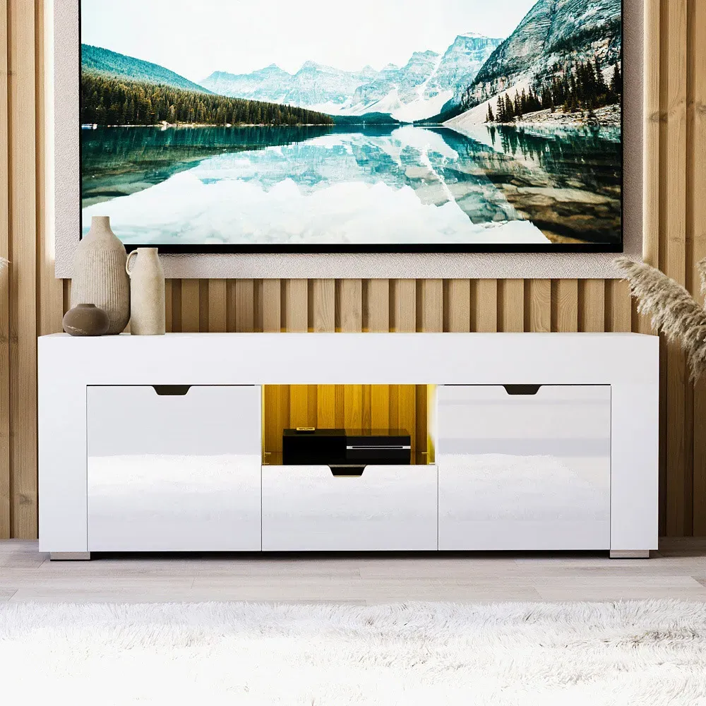 Eclipse 2 Door TV Unit with LED Lighting - White