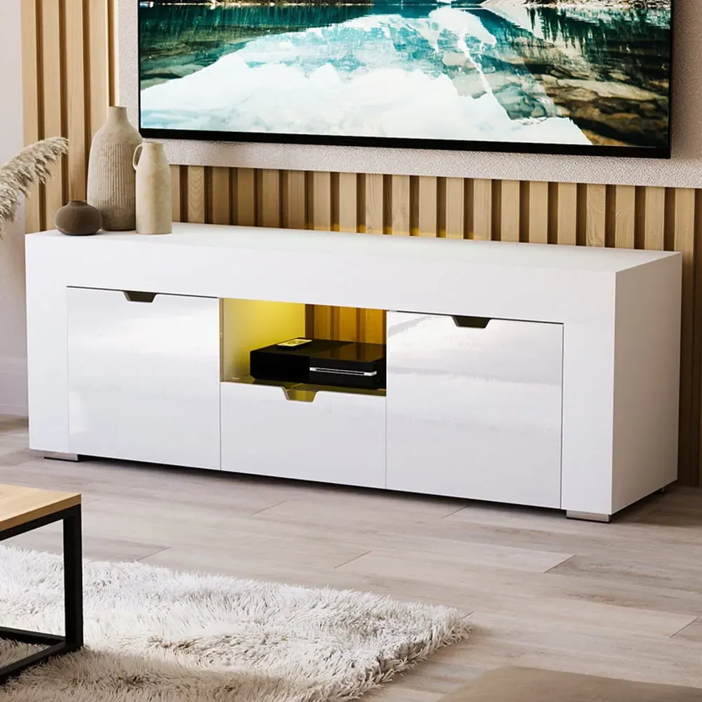 Eclipse 2 Door TV Unit with LED Lighting - White