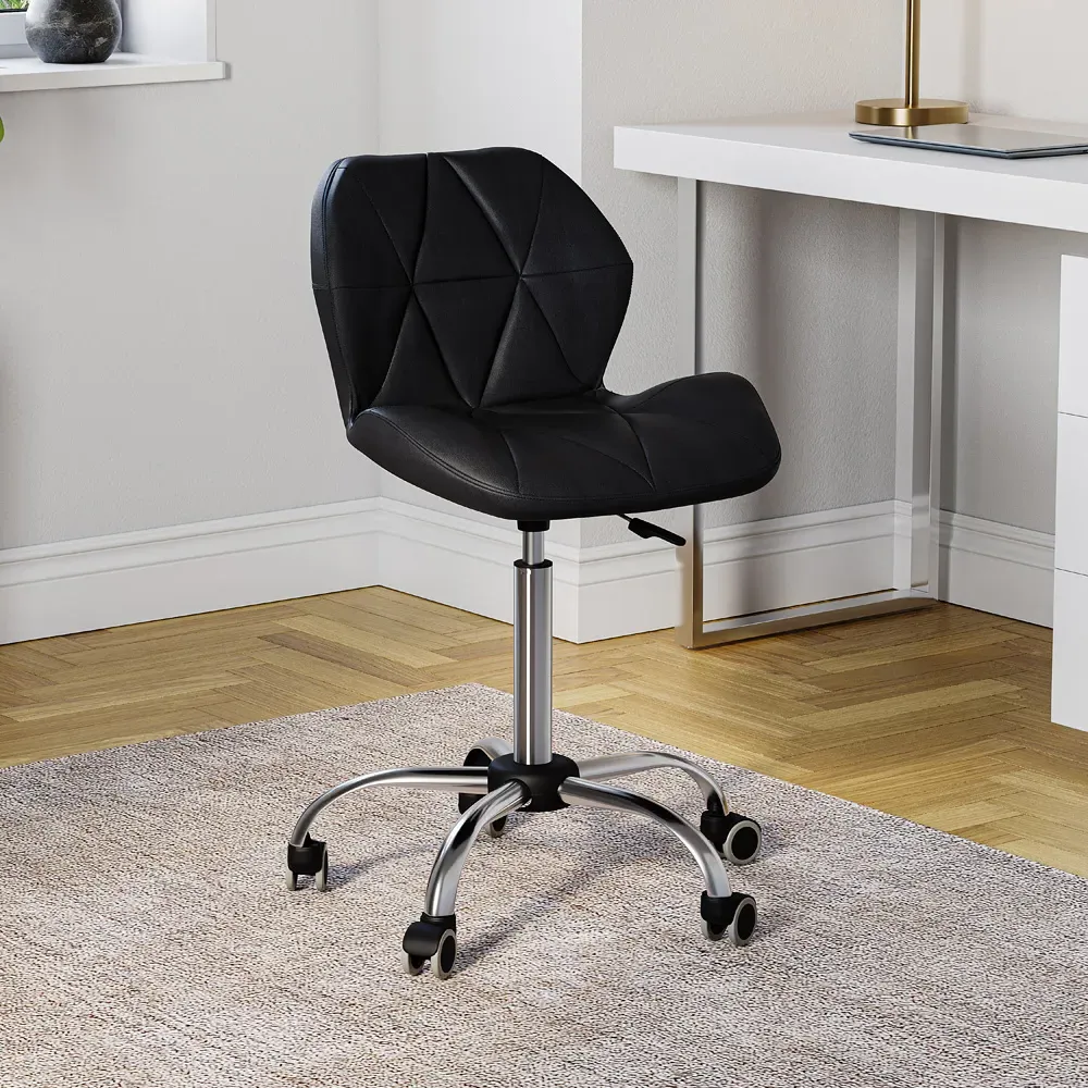 Geo Swivel Office Chair with Gas Lift - Black, PU Leather