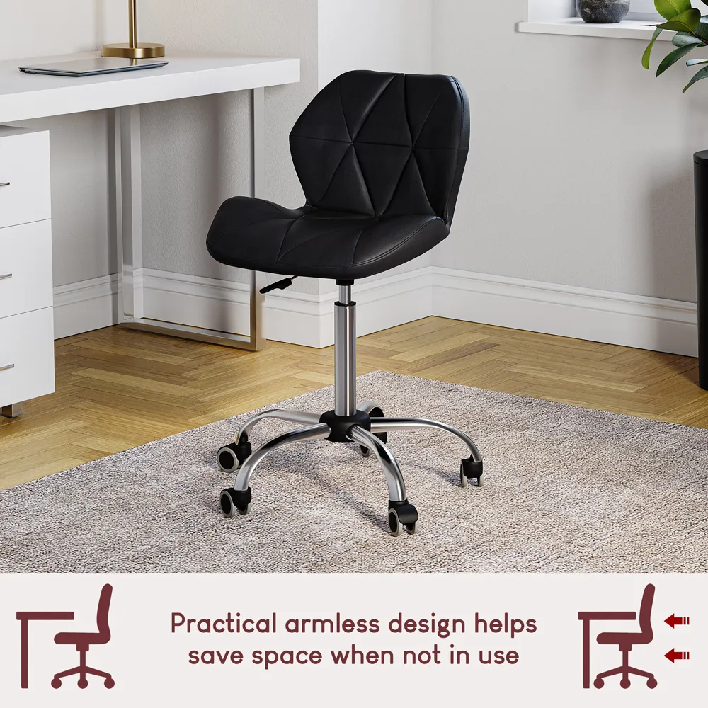 Geo Swivel Office Chair with Gas Lift - Black, PU Leather