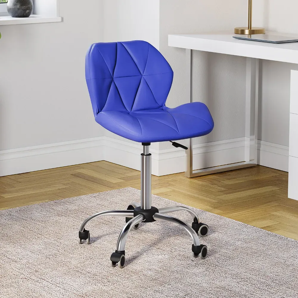 Geo Swivel Office Chair with Gas Lift - Blue, PU Leather