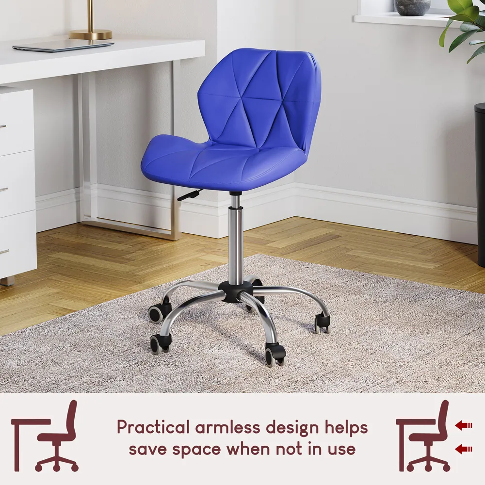 Geo Swivel Office Chair with Gas Lift - Blue, PU Leather