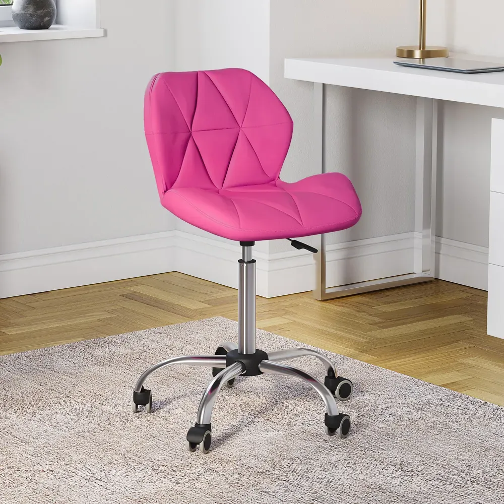 Geo Swivel Office Chair with Gas Lift - Pink, PU Leather