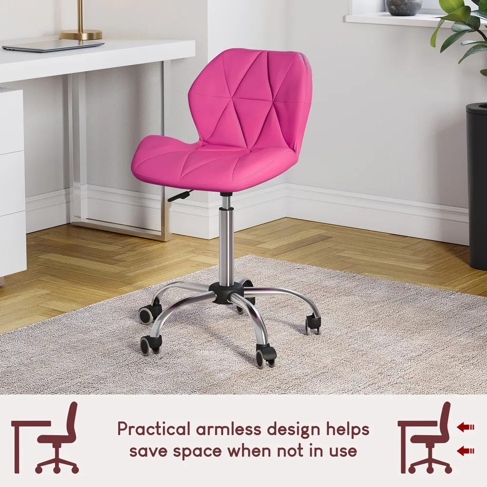 Geo Swivel Office Chair with Gas Lift - Pink, PU Leather