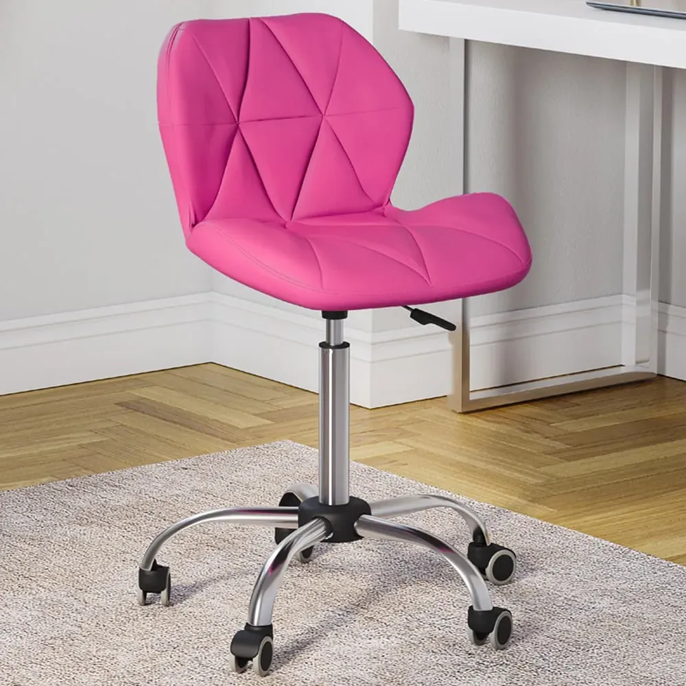 Geo Swivel Office Chair with Gas Lift - Pink, PU Leather