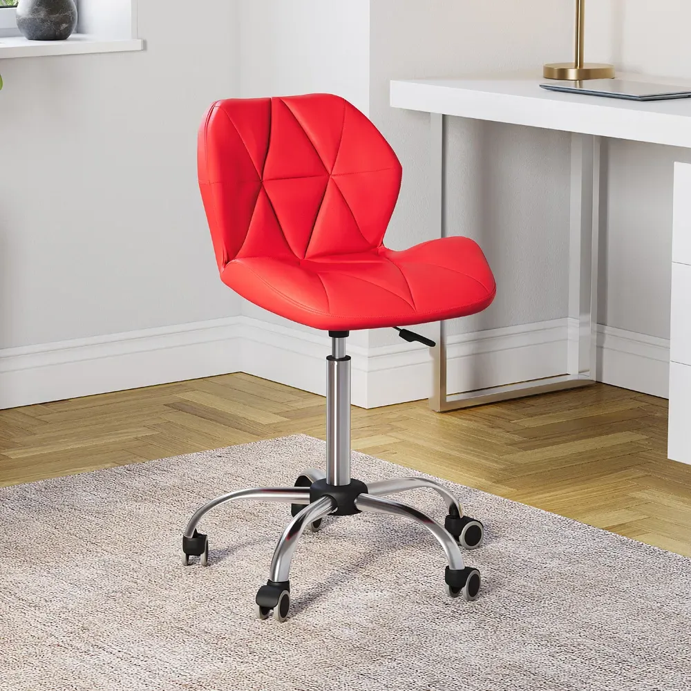 Geo Swivel Office Chair with Gas Lift - Red, PU Leather