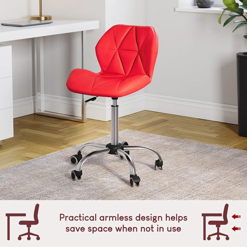 Geo Swivel Office Chair with Gas Lift - Red, PU Leather