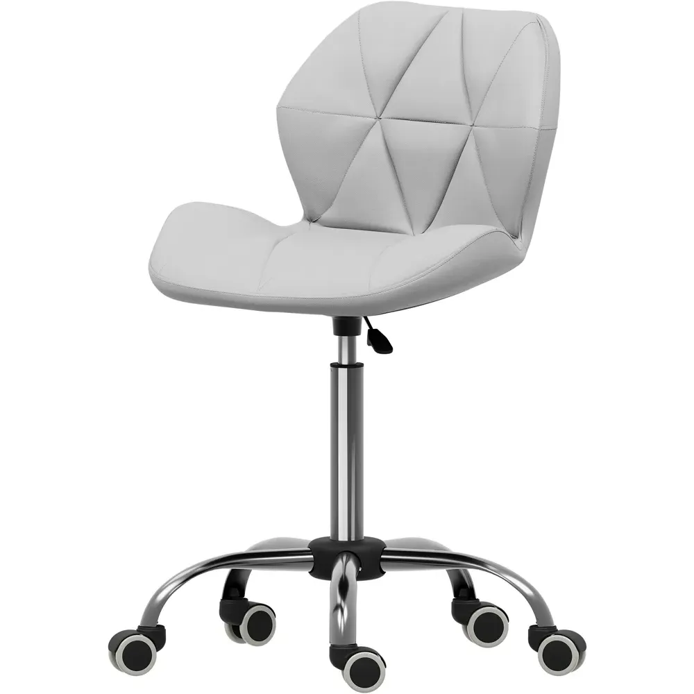 Geo Swivel Office Chair with Gas Lift - White, PU Leather