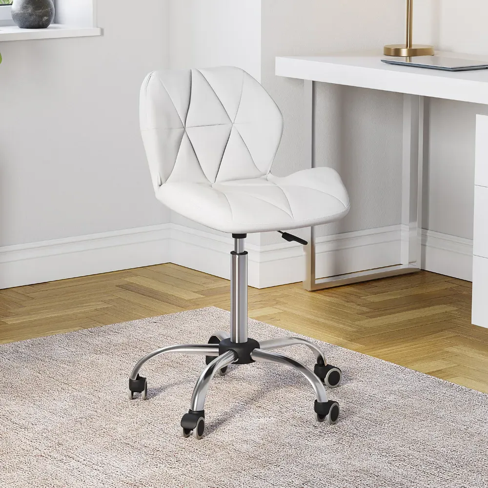 Geo Swivel Office Chair with Gas Lift - White, PU Leather