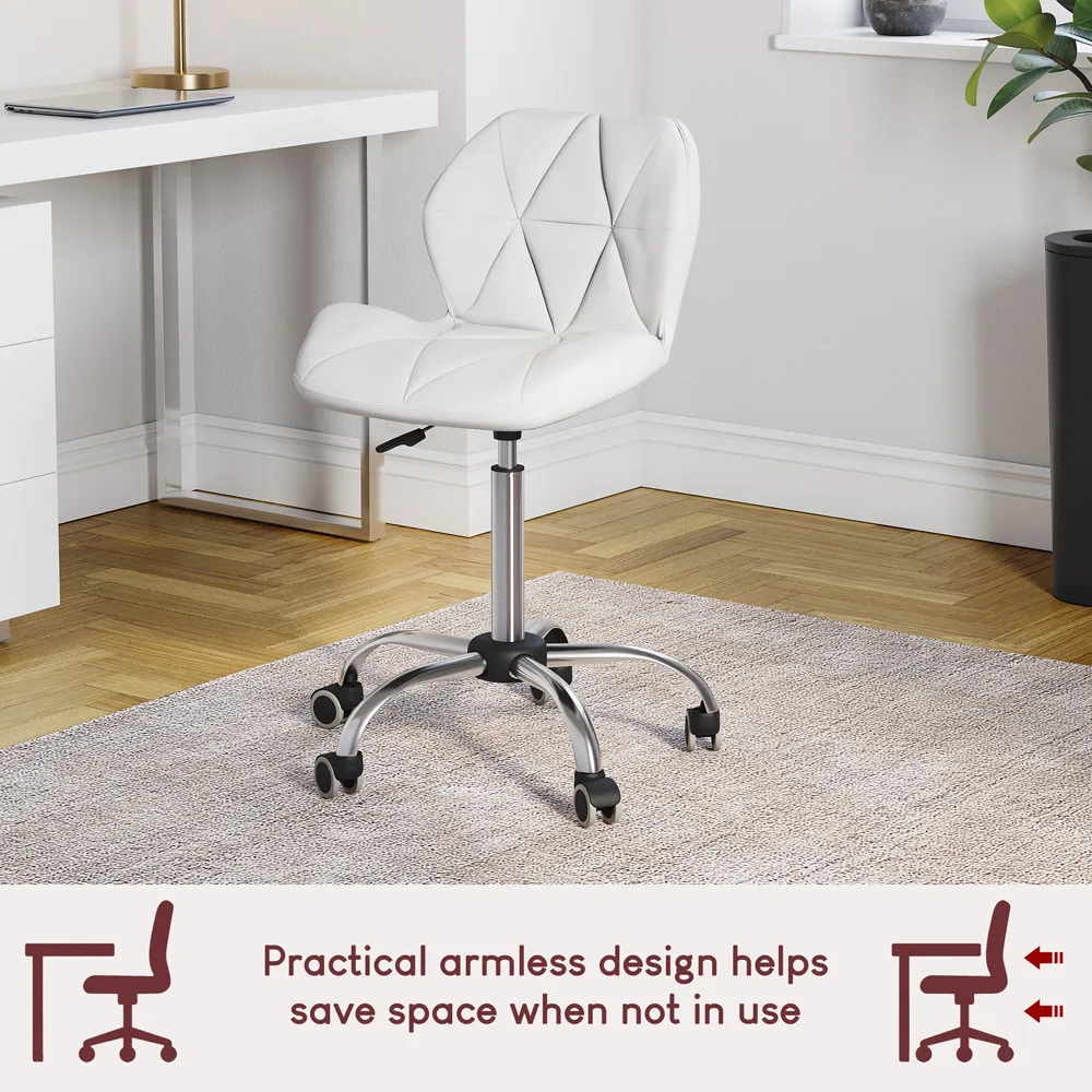 Geo Swivel Office Chair with Gas Lift - White, PU Leather