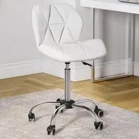 Geo Swivel Office Chair with Gas Lift - White, PU Leather