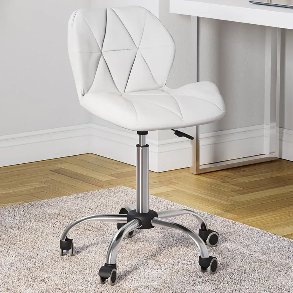 Geo Swivel Office Chair with Gas Lift - White, PU Leather
