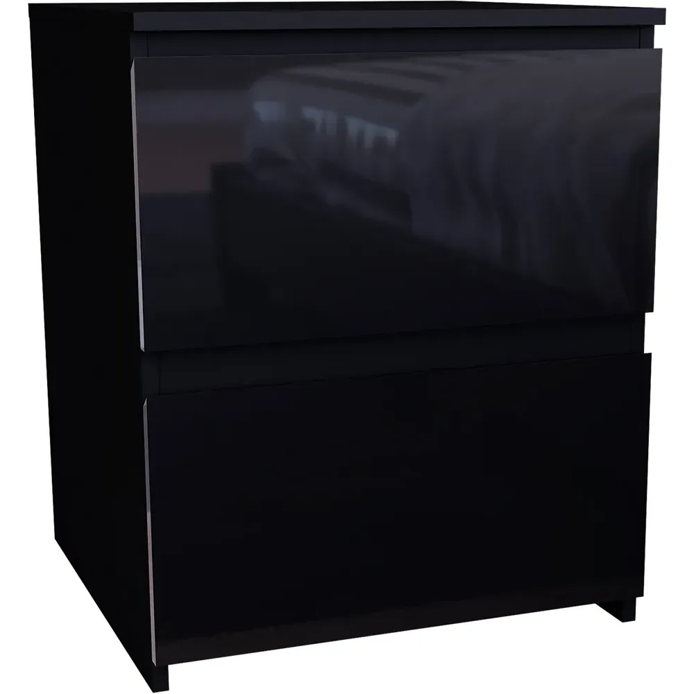 Glinton 2 Drawer Bedside Table - Black