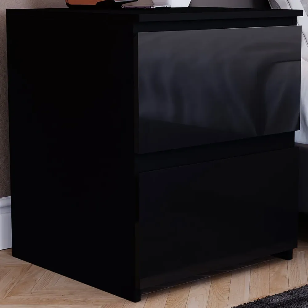 Glinton 2 Drawer Bedside Table - Black image