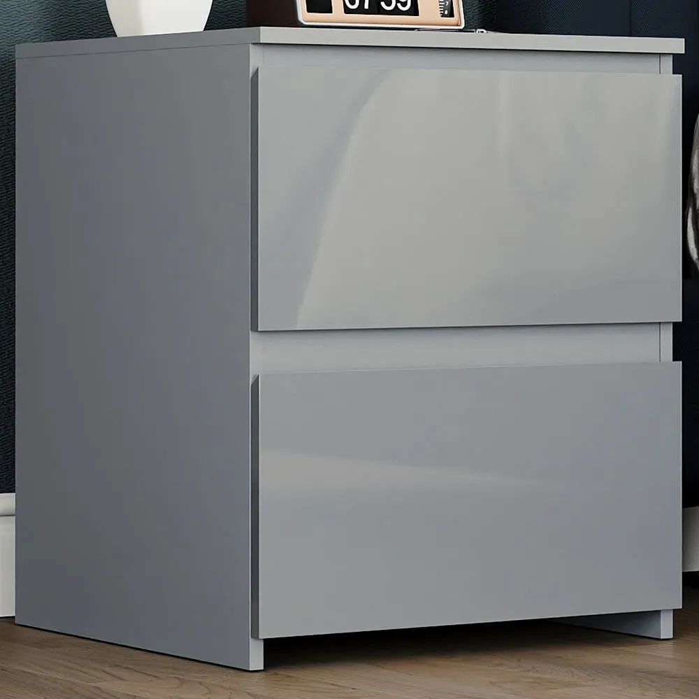Glinton 2 Drawer Bedside Table - Grey image