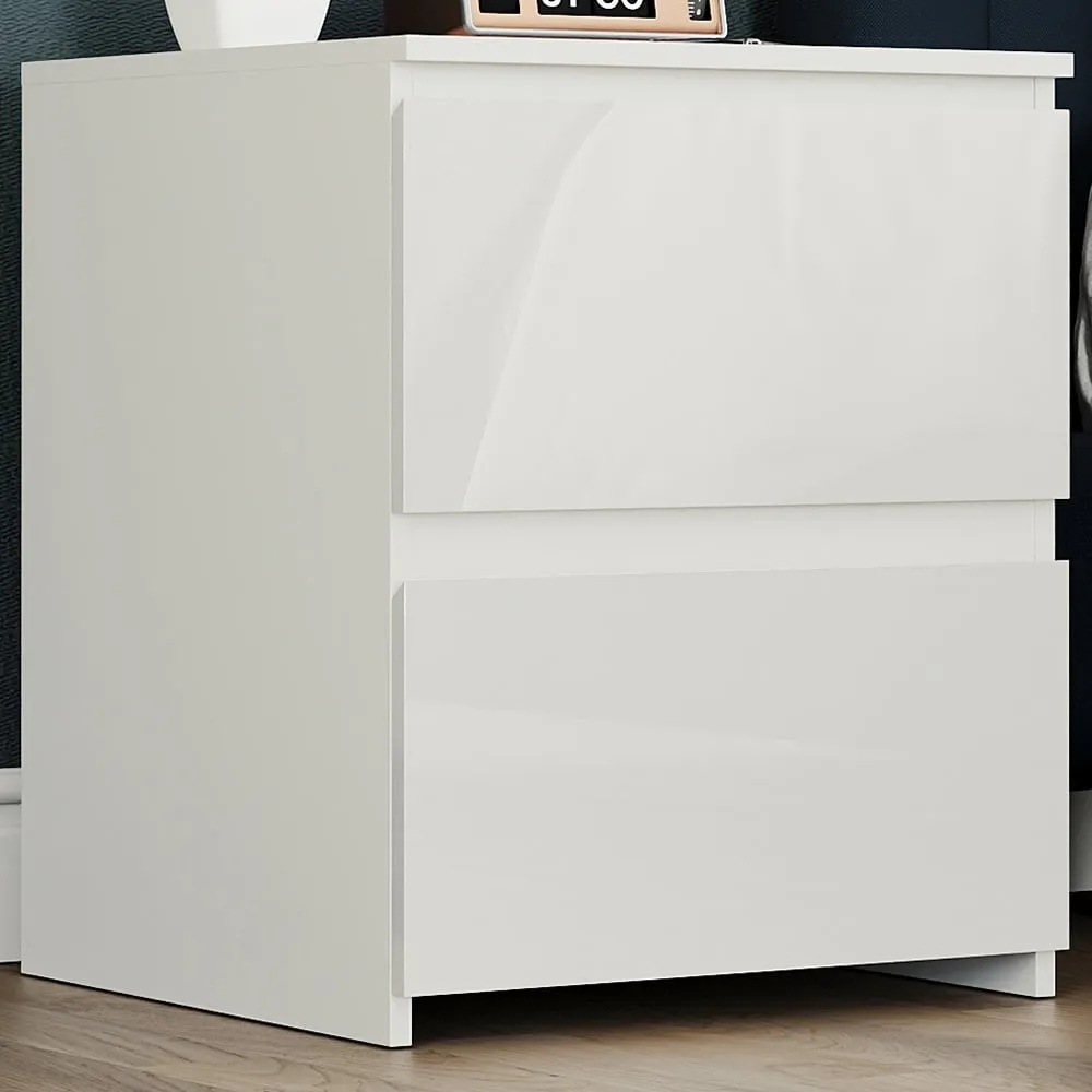 Glinton 2 Drawer Bedside Table - White image
