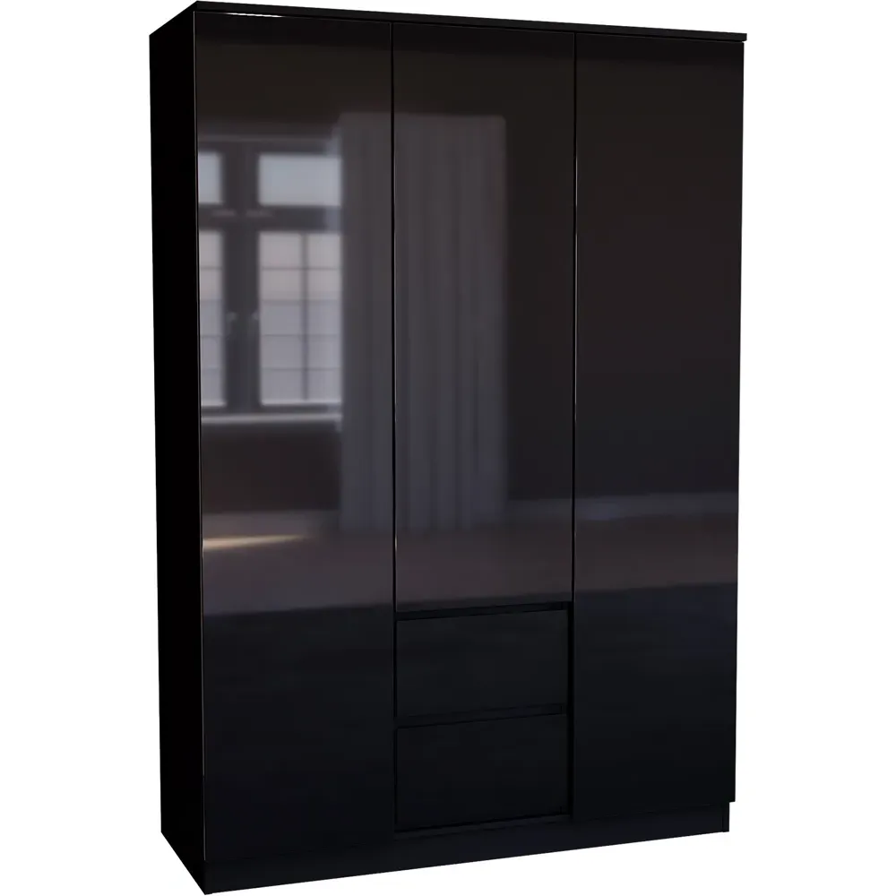 Glinton 3 Door 2 Drawer Wardrobe - Black