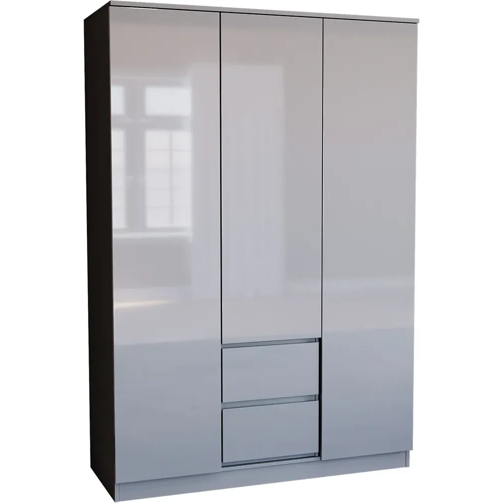 Glinton 3 Door 2 Drawer Wardrobe - Grey