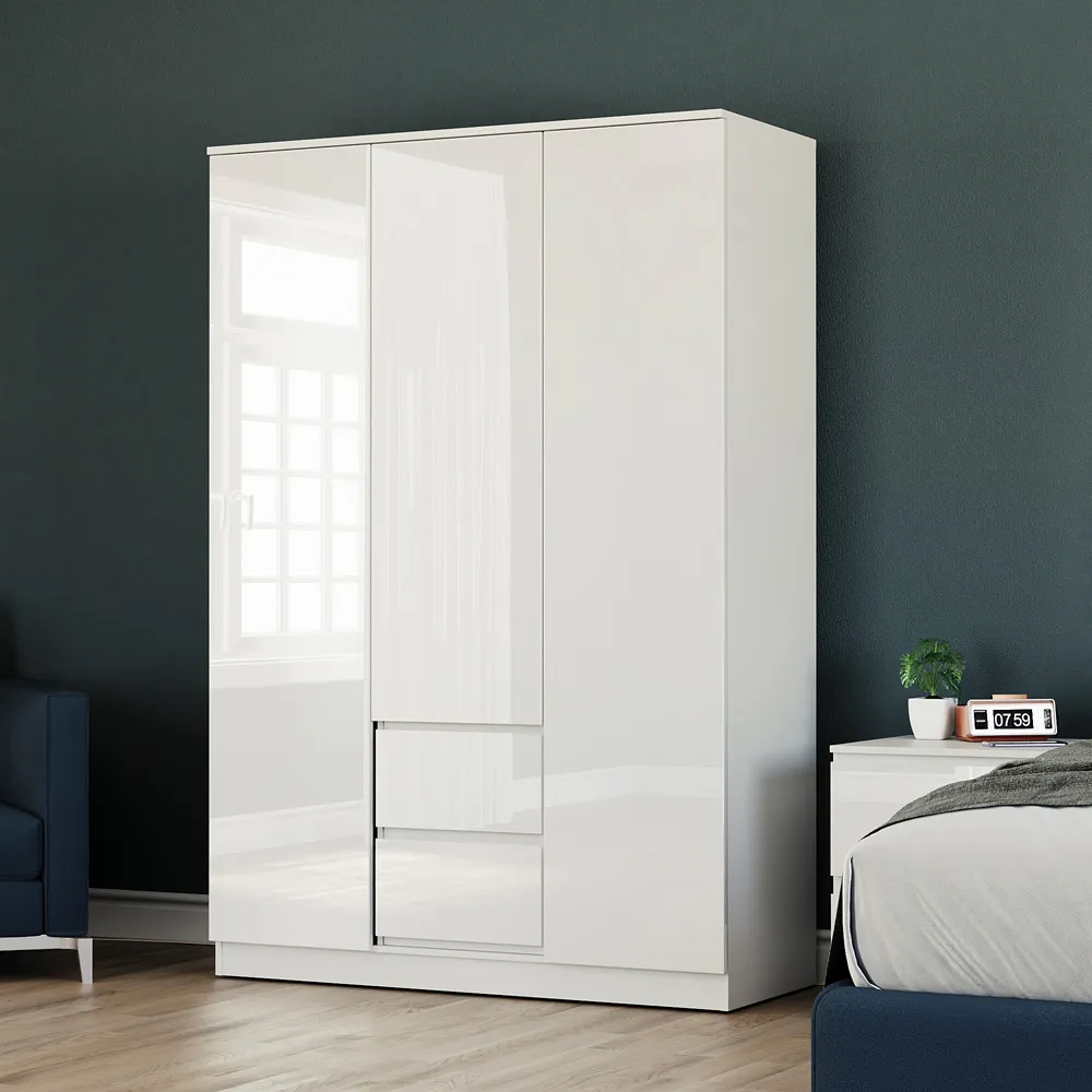 Glinton 3 Door 2 Drawer Wardrobe - White