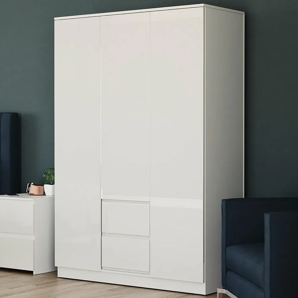 Glinton 3 Door 2 Drawer Wardrobe - White