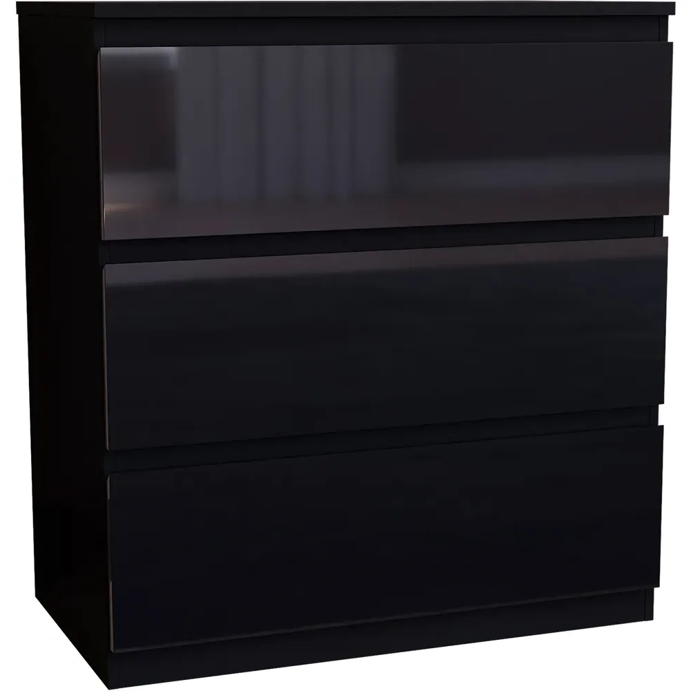 Glinton 3 Drawer Chest of Drawers - Black