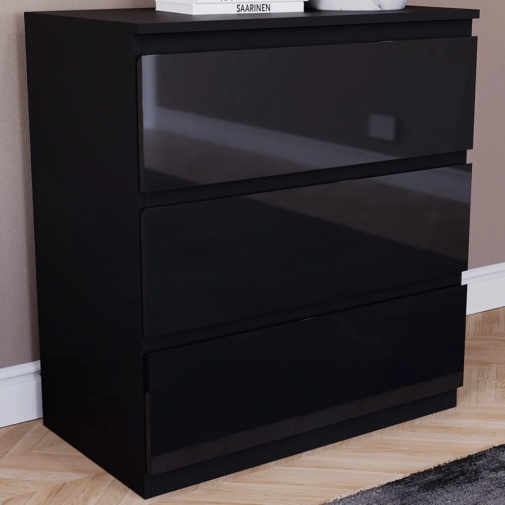 Glinton 3 Drawer Chest of Drawers - Black image