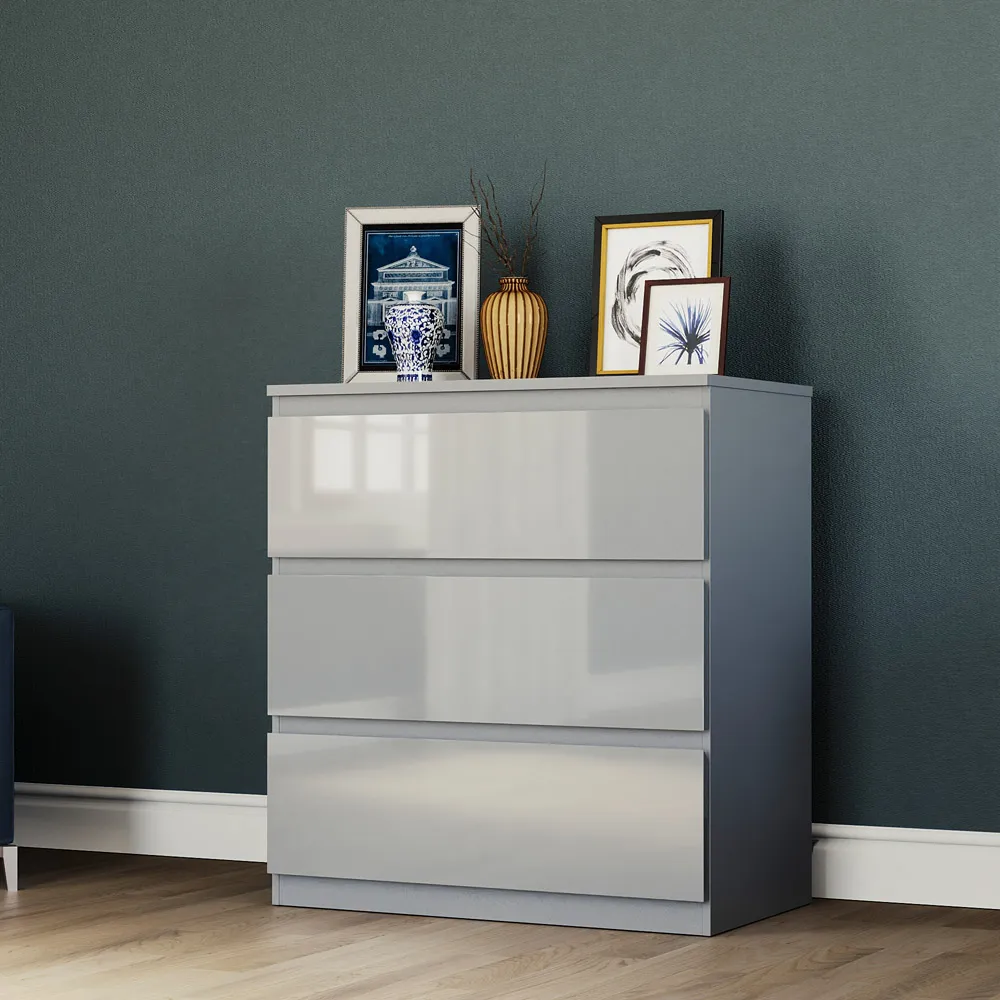 Glinton 3 Drawer Chest of Drawers - Grey